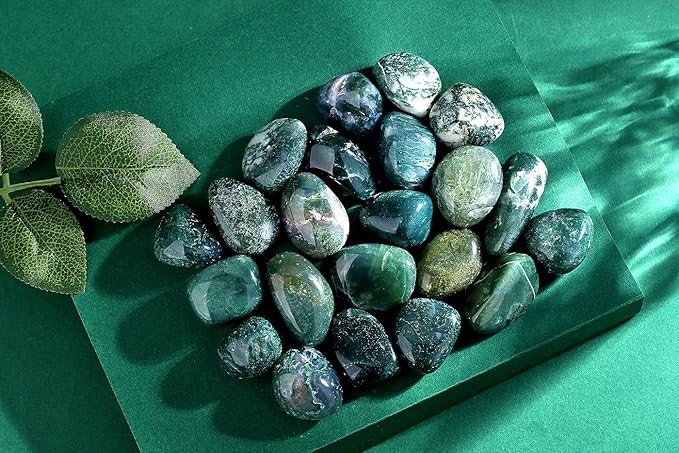 QINJIEJIE 0.9LBS Aquatic Agate Polished Stones Tumbled Crystals Bulk Gemstones Healing Crystal Rocks Set Decorative Landscape Quartz Bottom Decoration Reiki Natural Stone for Vase Meditation Gifts