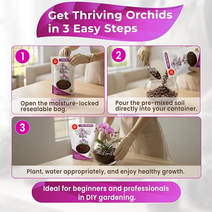 Professional Orchid Soil Mix Ready to Use Extra Large 8.2 Quarts, Premium Potting Soil for Orchids Bromeliads Epiphytic Plants, Fast Draining Blend Lava Calcined Clay Pinebark Made in USA
