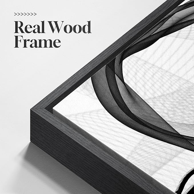 Large Framed Black and White Abstract Wall Art