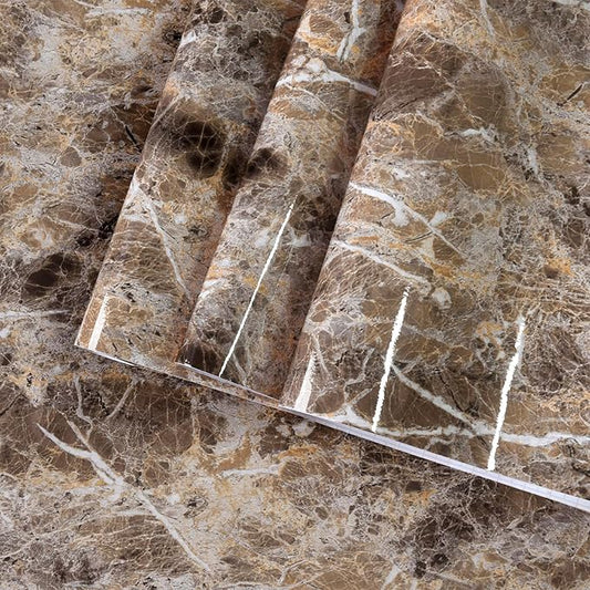 BAYYA Extra Wide Marble Granite Peel and Stick Wallpaper Brown Thicken