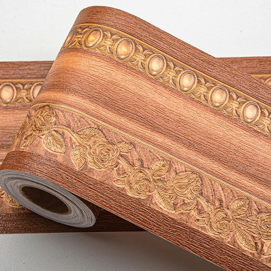 AbaBoorty Wood Wallpaper Border 394"X4.1" 3D Peel and Stick Wall Border