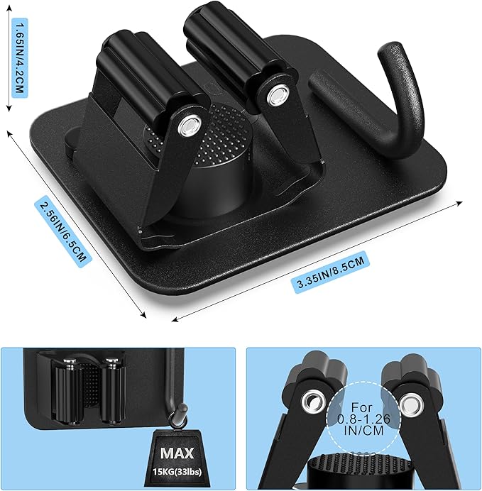 2 Pack Broom Holder Wall Mount, 304 Stainless Steel Mop Organizer with Hooks, No Drill Adhesive and Screw Installation, Rust Proof Storage Rack for Garage, Laundry, Garden, Black