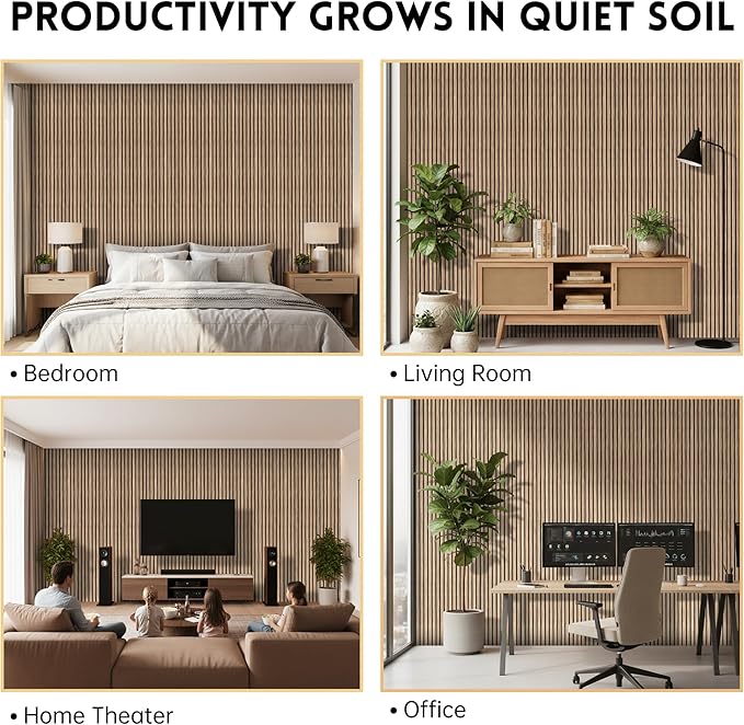 2 Pack Wood Panels for Wall, 106.3" × 11" Wood Slat Acoustic Panels for Wall