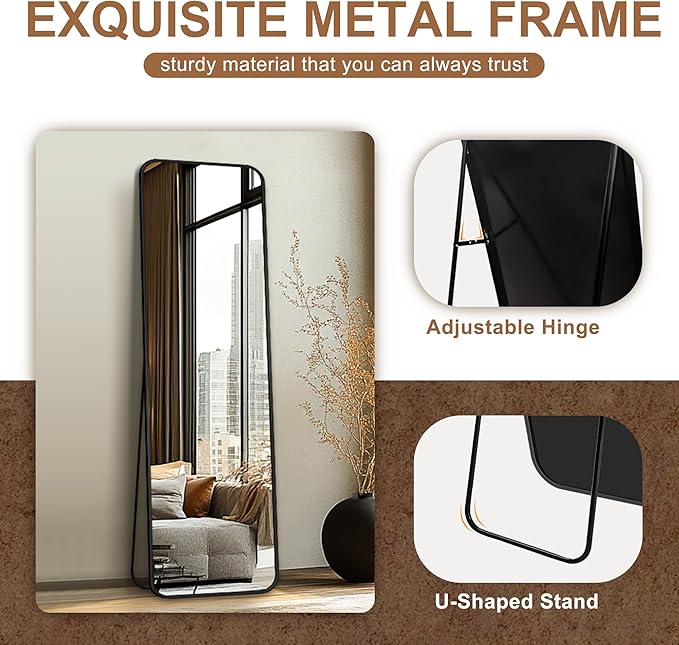 Delma Full Length Mirror, Wall Mounted, Freestanding or Leaning, Rounded