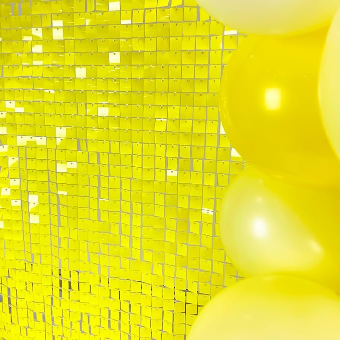 COKAOBE Yellow Shimmer Wall Backdrop 24PCS Sequins Backdrop Decoration Panels