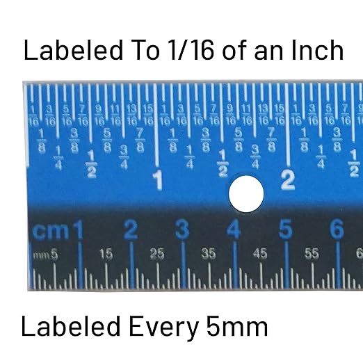 Victor EZ12PBL Plastic Dual Color 12 Inch Easy Read Ruler with Inches, Centimeters and Millimeters Measurements, Blue/Black