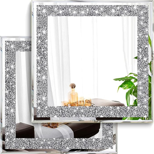 2 Piece Wall Mirrors, Crush Diamond Mirrors Decor