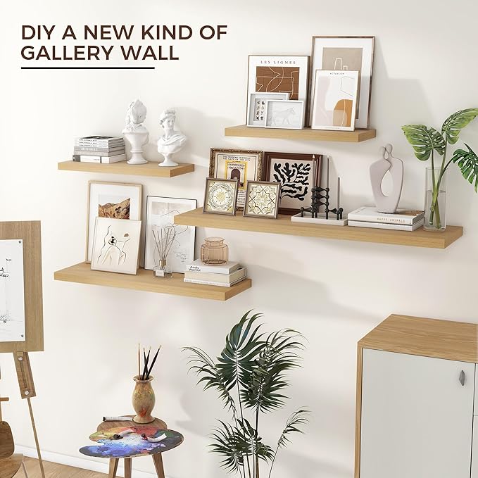 Venusmiles Floating Shelves for Wall 24 inch Long, Engineered Wood Wall Shelves