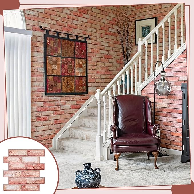 12PCS 3D Wall Panels Peel and Stick Foam Faux Brick Wall Panels, Self-Adhesive