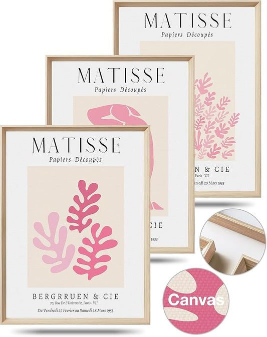 Framed Matisse Pink Canvas Wall Art, Abstract Matisse Canvas Wall Decor