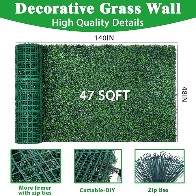 Yangrass Boxwood Roll Panels, UV-Anti Faux Boxwood Roll Grass Wall Panels