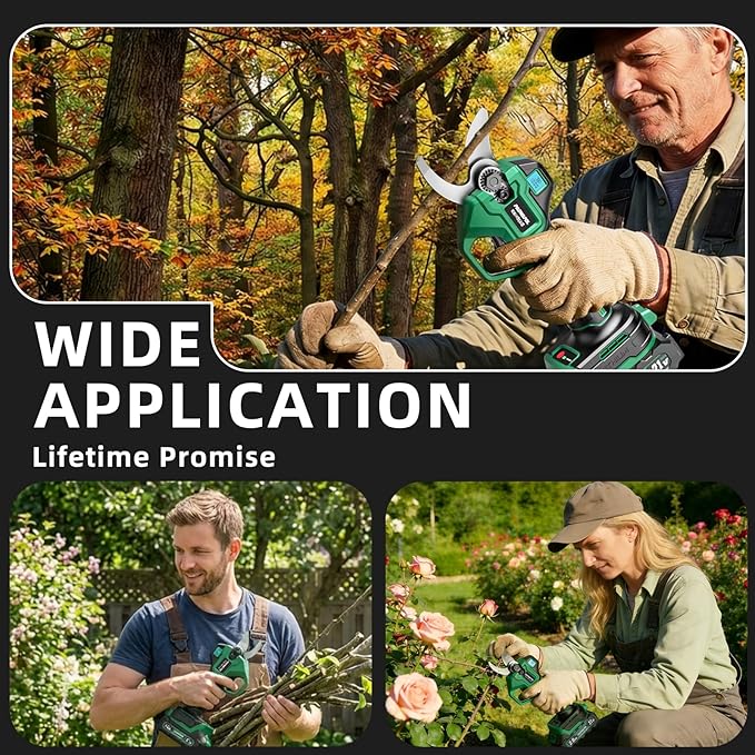 2.5“/64mm Electric Pruning Shears, Upgraded Cordless Electric Scissors, with Brushless Motor | Dual 2.0Ah Battery | Sk7 Blade | LCD Display for Heavy-Duty Garden, Orchard & Branch Cutter