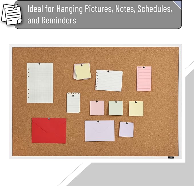 Mr. Pen- White Frame Cork Bulletin Board, Office Wall Cork Board