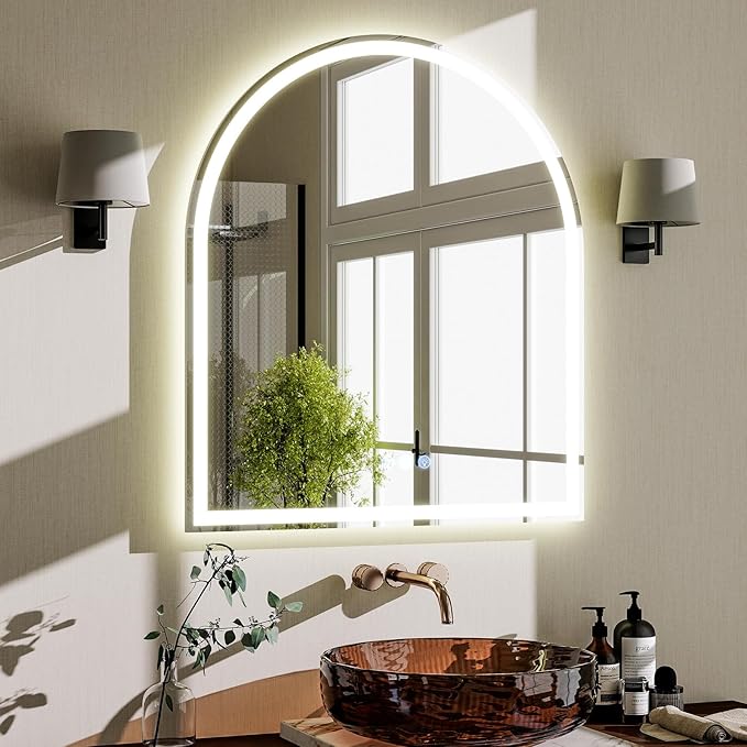 BEAUTYPEAK 34x30 LED Arch Bathroom Mirror