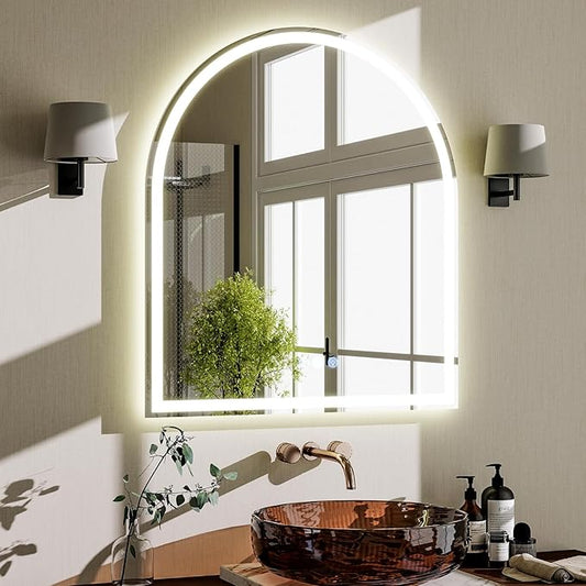 BEAUTYPEAK 34x30 LED Arch Bathroom Mirror