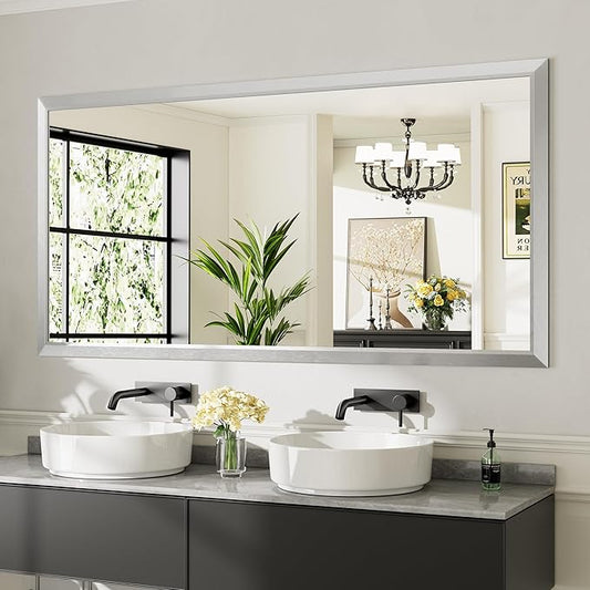72x36 Inch Brushed Silver Bathroom Mirror