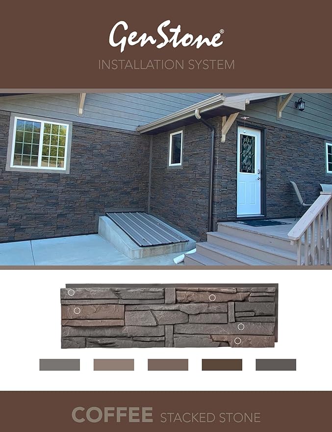 GenStone Faux Stacked Stone Panel 41" x 11.25" in Coffee Color