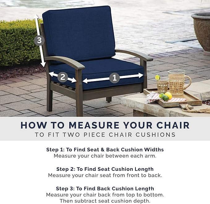 Arden Outdoor Patio Dining Chair Cushion, 20x44, Rain-Proof Seat Pad, Fade-Resistant Outdoor Cushion Black Leala