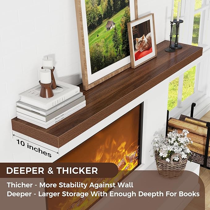 Floating Shelves for Wall 55 inch Long, Engineered Wood Large Wall Shelves