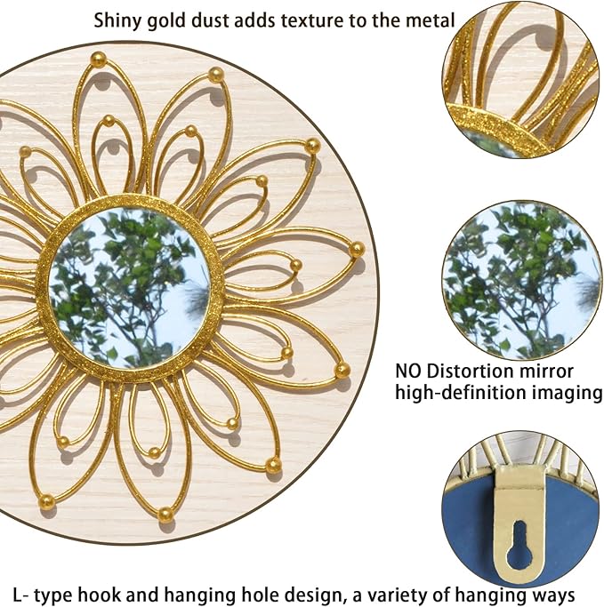Mirror Wall Decor Gold Mirrors for Wall Metal Sunburst Mirrors Home Decoration