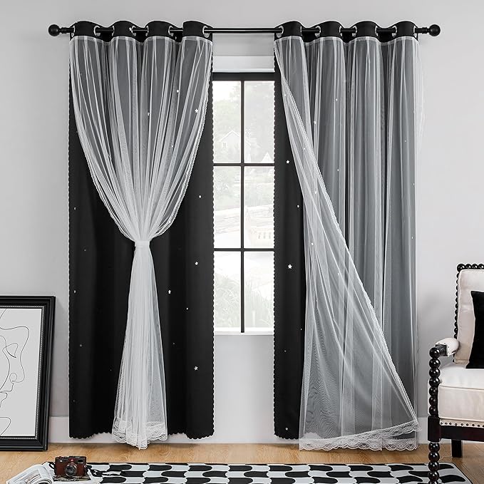 XiDi Curtains for Bedroom Windows, Unicorn Curtains for Kids Room