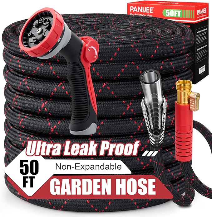 PANYEE 50FT Garden Hose, Flexible Water Hose,Lightweight Non-Expanding Leak Proof hose with 10 Functions Sprayer, Durable, Anti-Kink,Pressure Resistant for Yard, Outdoor