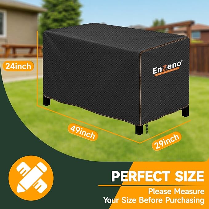 Enzeno Fire Pit Cover Rectangular,Outdoor Firepit Cover Waterproof,Oxford Cloth Patio Fire Table Cover for Outdoor Fire Pit,Fits Gas Firepit Covers(49" L x 29" W x 24" H)