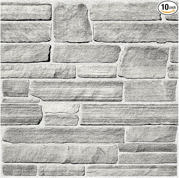 COMSTICKC Peel and Stick Faux Stone Wall Sticker Wall Panels, Not Real Stone
