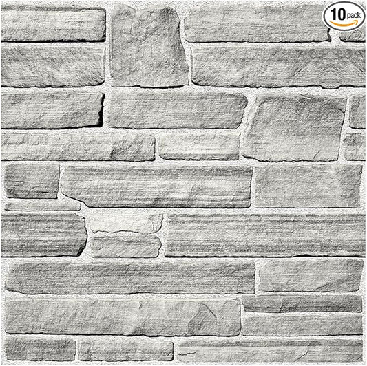 COMSTICKC Peel and Stick Faux Stone Wall Sticker Wall Panels, Not Real Stone