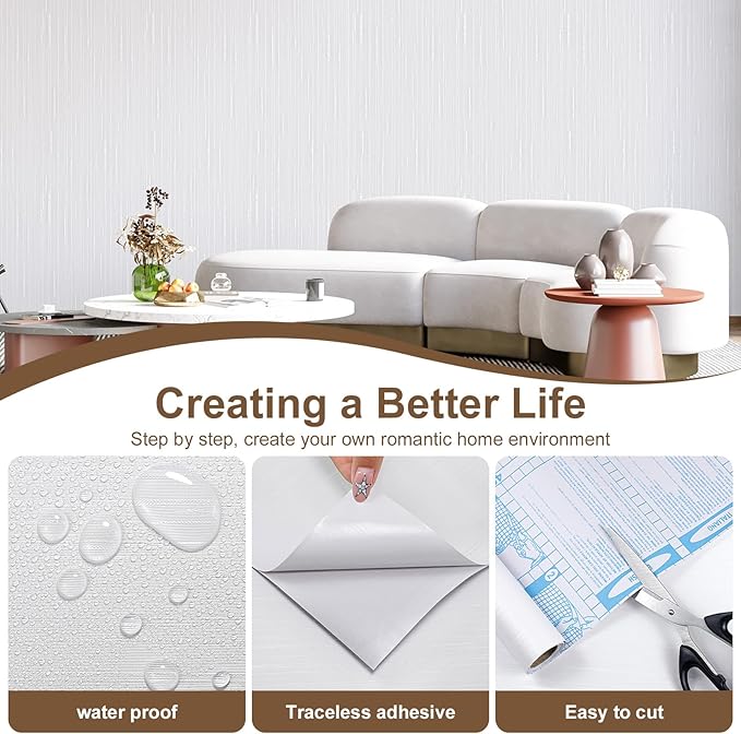 Sliver Grasscloth Peel and Stick Wallpaper Modern Grasscloth Wallpaper 15.7" x