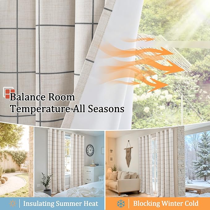 Lajode Linen Blackout Curtains for Bedroom