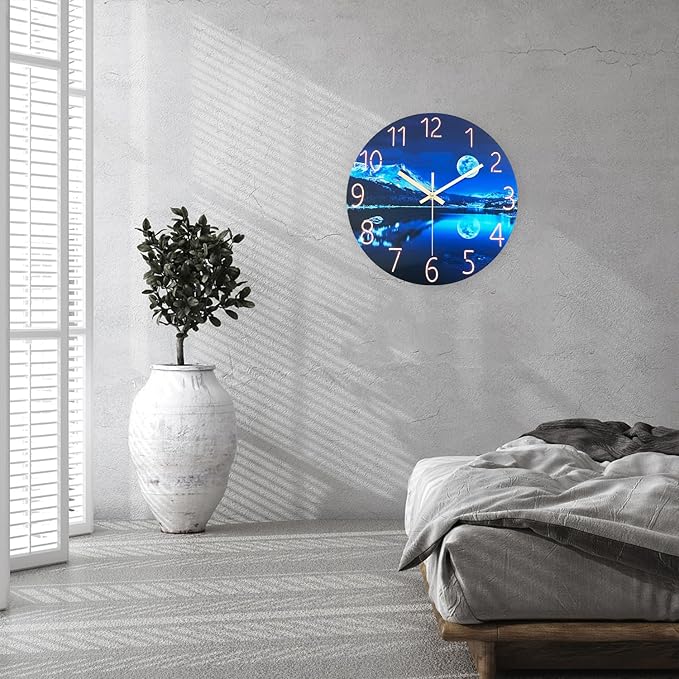 Large Wall Clocks for Living Room Decor Glass 20 Inch Analog Wall Clocks