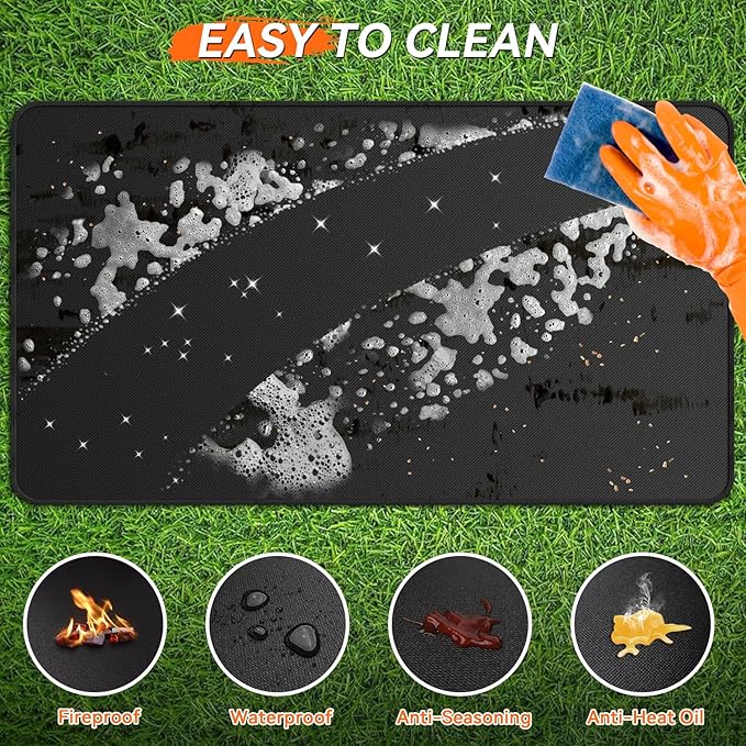 100x39 inches Extra-Large Under Grill Mats for Outdoor Grill, Double-Sided Fireproof Protective Mat, Oilproof Waterproof BBQ Fire Pit Fireplace Mat