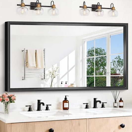 Black Rectangle Mirror, 55 x 30 Inch Bathroom Mirrors
