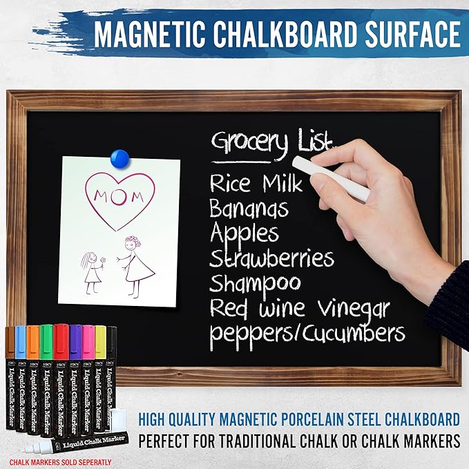 HBCY Creations 11" X 17" Torched Brown Solid Wood Frame Wall Chalkboard