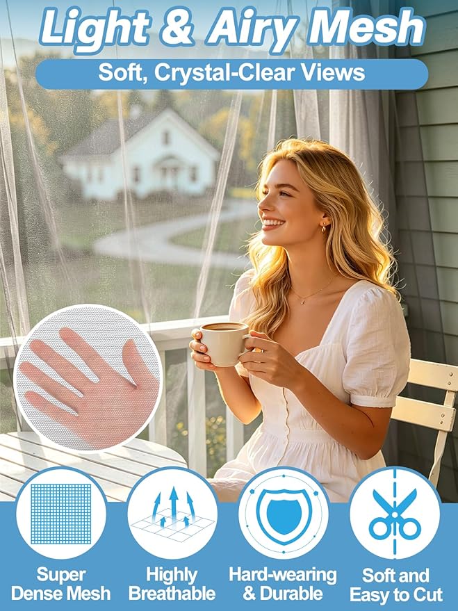ANPHSIN 33x10Ft Ultra fine Mosquito Net for Patio - Mesh Netting Screen for Outdoor Garden Porch Balcony, Protects Skin & Plants from Bugs, Birds, Gray