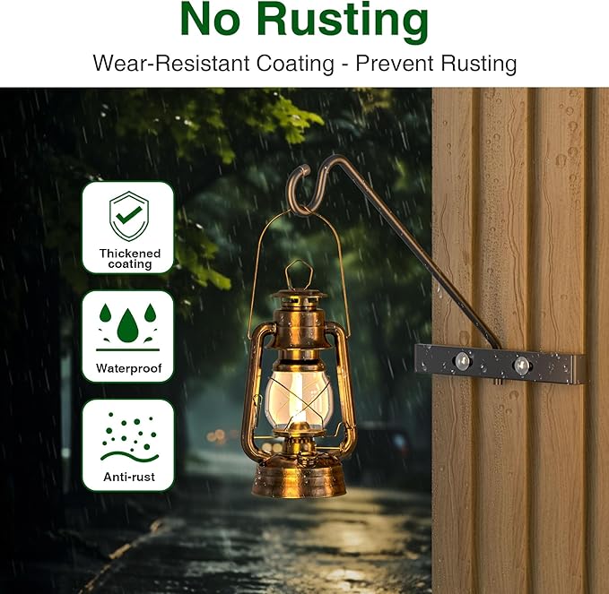 12-Inch Deck Bird Feeder Hanger for Railing, Outdoor Decor Plant Hanger, Balcony Railing Hook - 22LB Capacity - for Hanging Plants, Bird Feeders, Lanterns, Wind Chimes