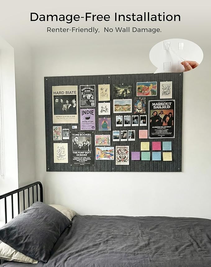 Aothia 12-Pack Felt Bulletin Board Tiles 48"x36", Modular Pin Board