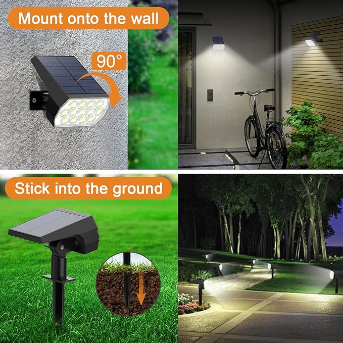 WELALO Solar Spot Lights Outdoor, Solar Landscape Spotlights, Solar Powered
