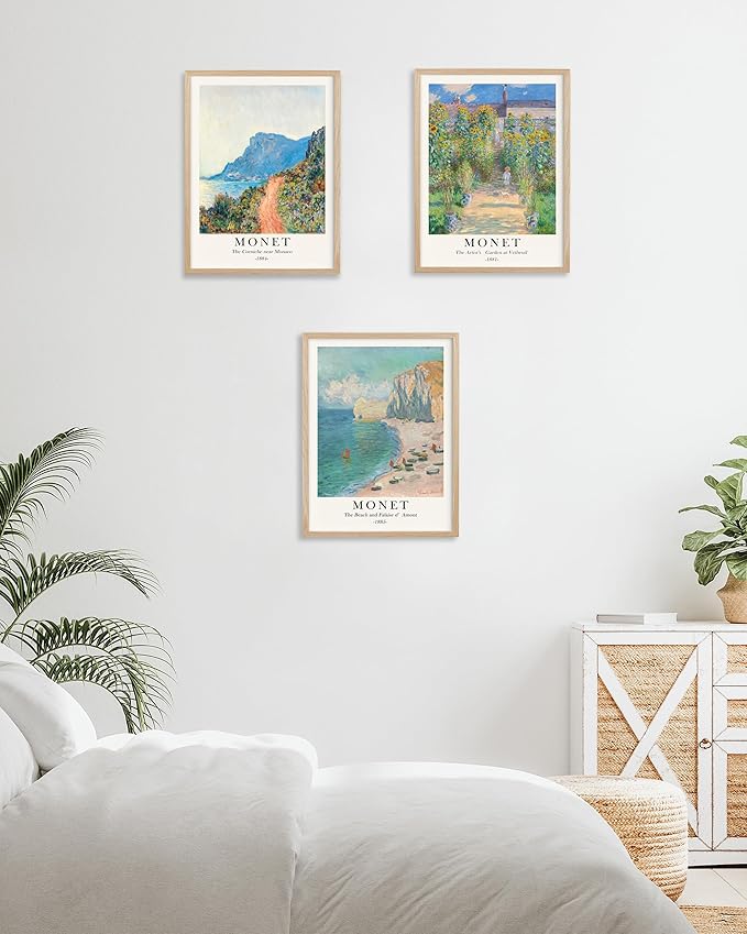HesenDot Unframed Claude Monet Posters Set of 3, 12x16in Vintage Landscape