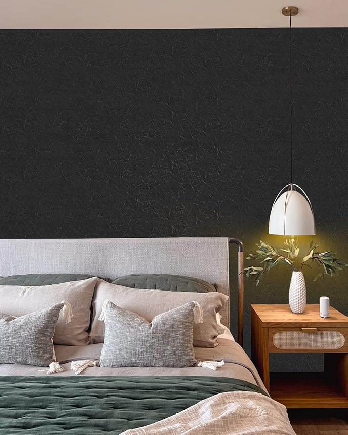 Cohoo Home 512inL 15.7inW Black Silk Peel and Stick Wallpaper