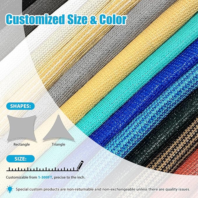Amagenix Sun Shade Sail 8'X10' Curved Edge Outdoor Shade Canopy Turquoise Breathable 95% UV Block Shade Cloth for Patio Garden Backyard (We Make Custom Size)