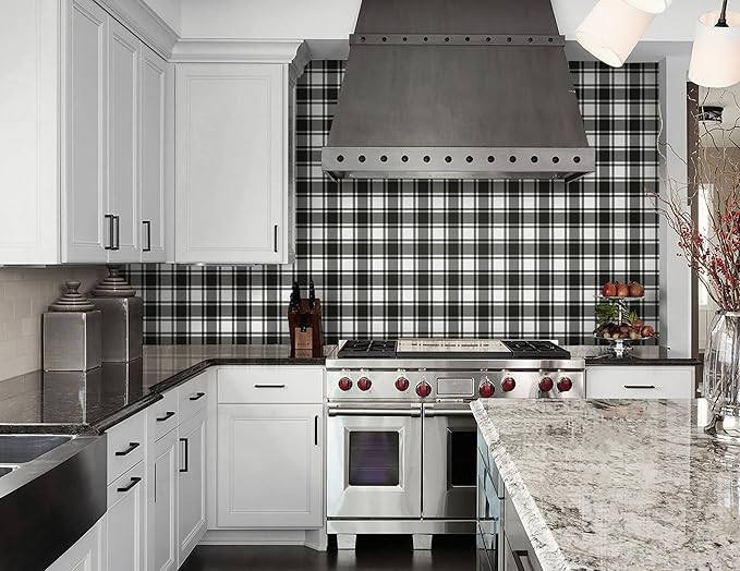 Guvana 17.7"x197" Black and White Peel and Stick Wallpaper Trellis Removable
