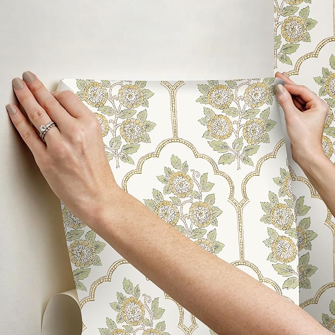 NuWallpaper x Society Social Floral Bazaar Ochre Peel and Stick Wallpaper