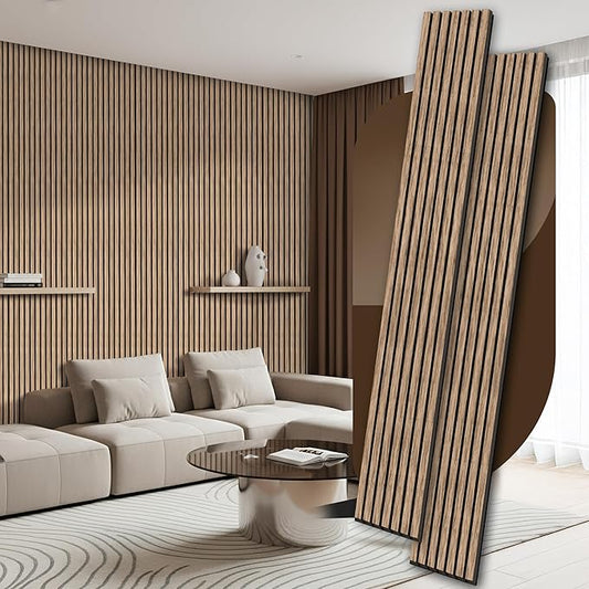 2 Pack Wood Panels for Wall, 106.3" × 11" Wood Slat Acoustic Panels for Wall