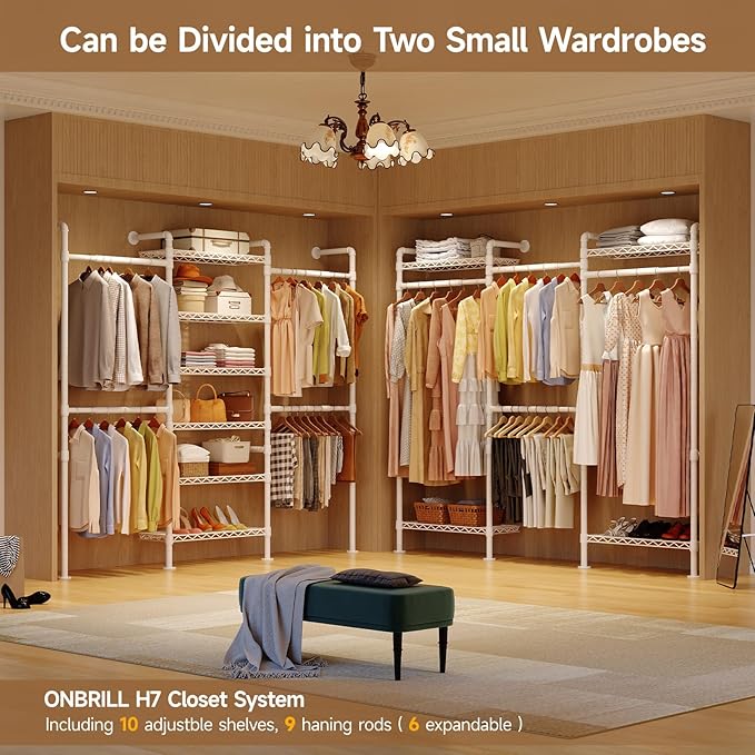 ONBRILL L7 Wall Mounted Industrial Pipe Clothing Rack – Heavy Duty Modular