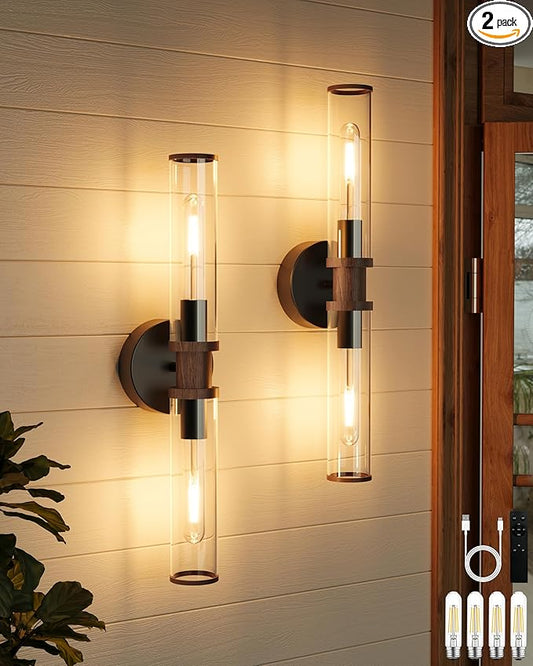 Battery Operated Wall Sconce Set of 2, Modern Cordless Wall Lights