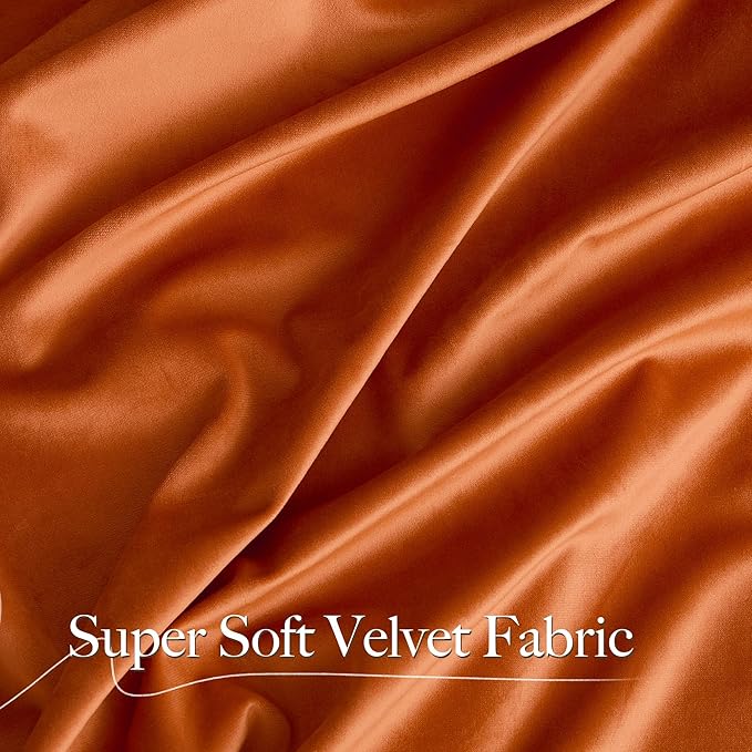 NICETOWN Orange Velvet Curtains 84 inch Long