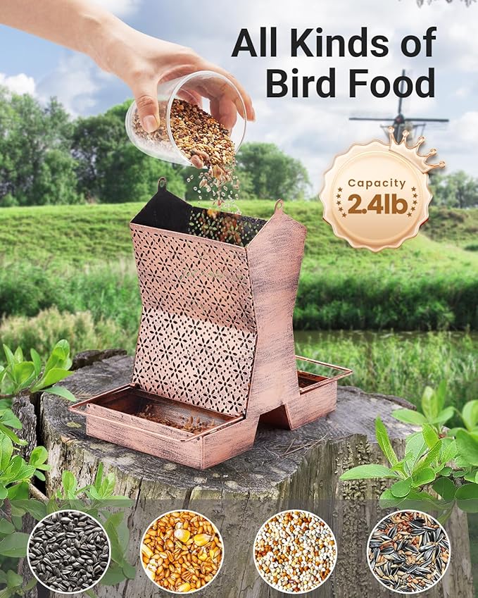 HouseSapp Bird Feeders for Outdoors Hanging - 2.4 LBs Metal Bird Feeder, House Shape Birdfeeders Attracting Wild Birds for Outside, Yard, Garden Decoration, Heavy Duty Platform