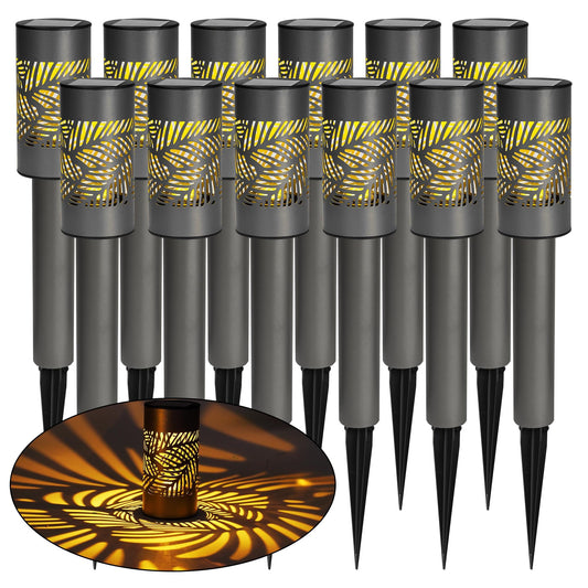 Dazzle Bright Solar Pathway Lights, 12 Pack LED Warm White, Waterproof, Black, Model SOLAR-B